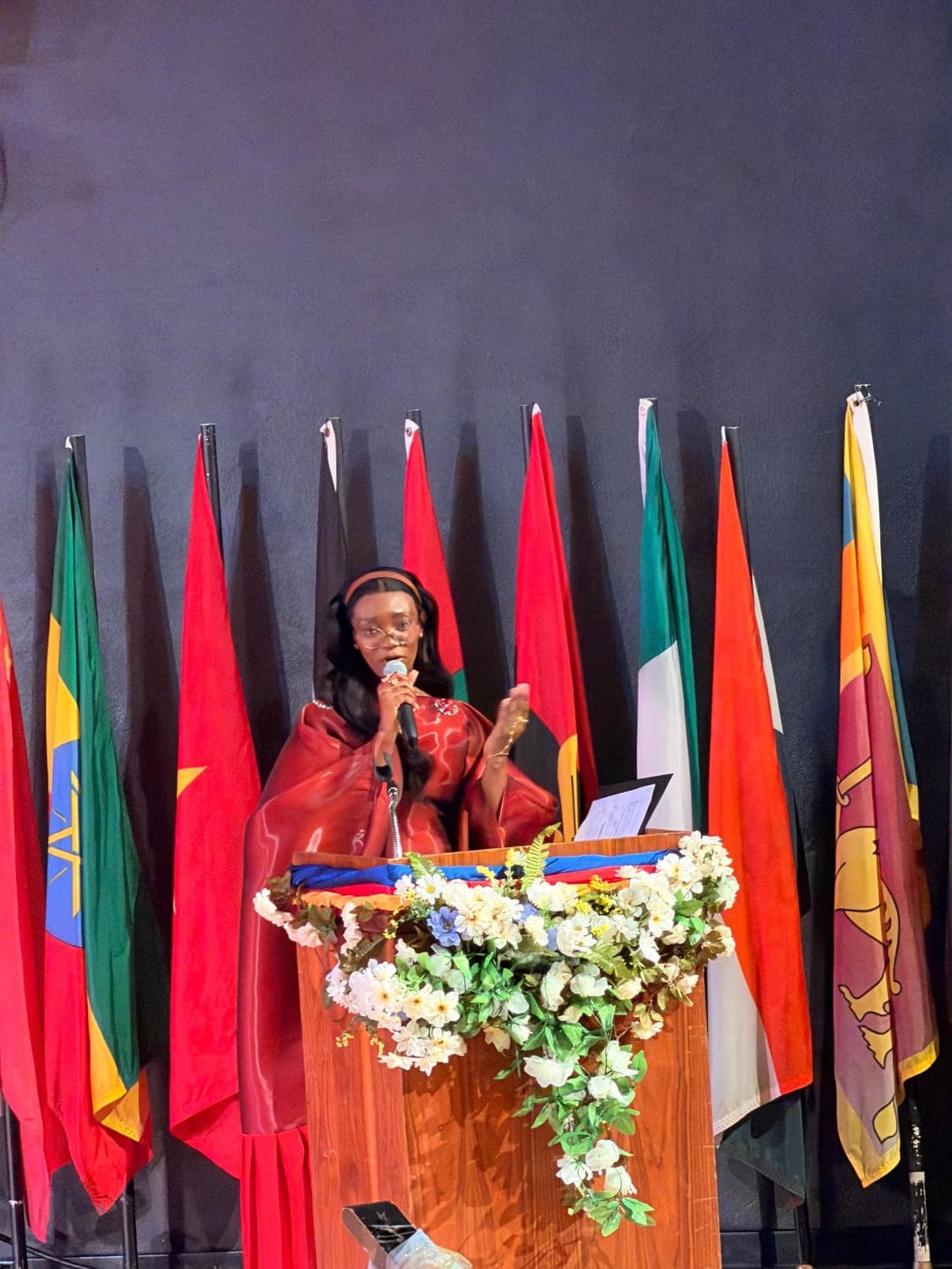 Racheal giving the ISO address at Cultural Night